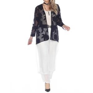 NEW ARIAS floral open-front kimono cardigan in black